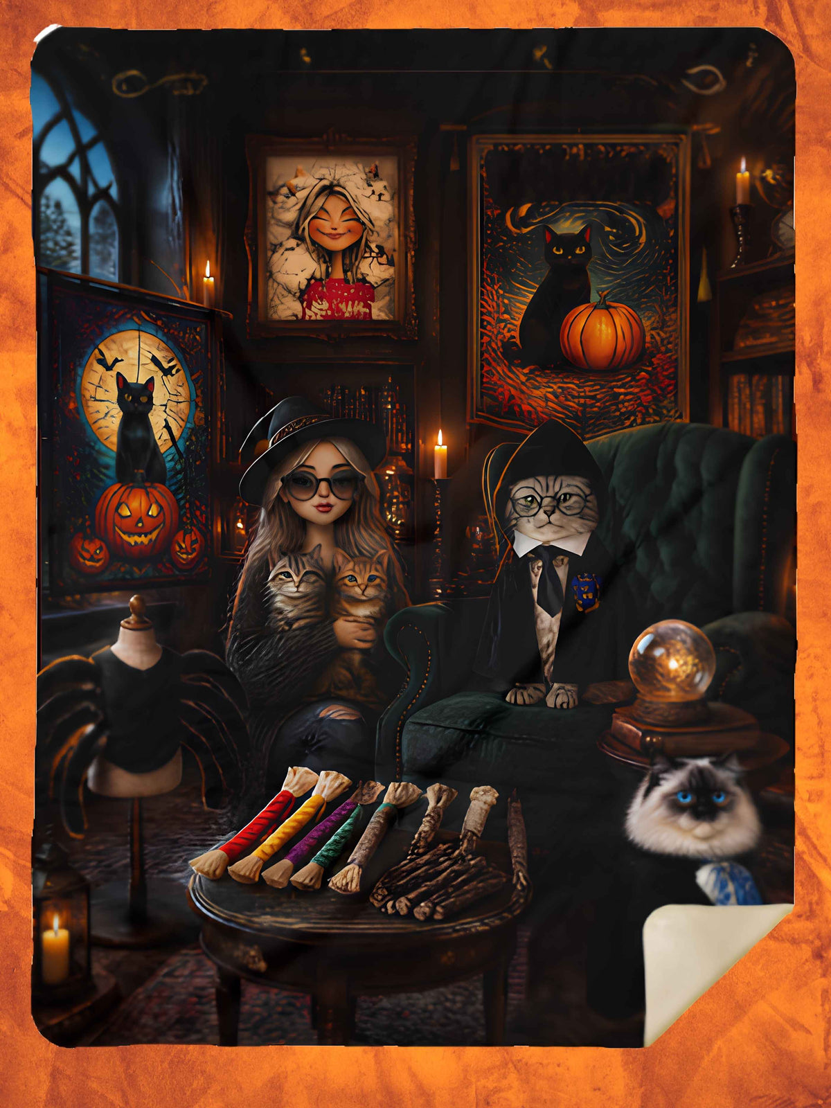 Crazy Cat Lady Halloween Picnic Blanket