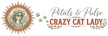 Petals and Pulse Crazy Cat Lady boho logo with paw prints